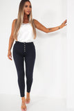 Doretta Navy Button Detail Jeans