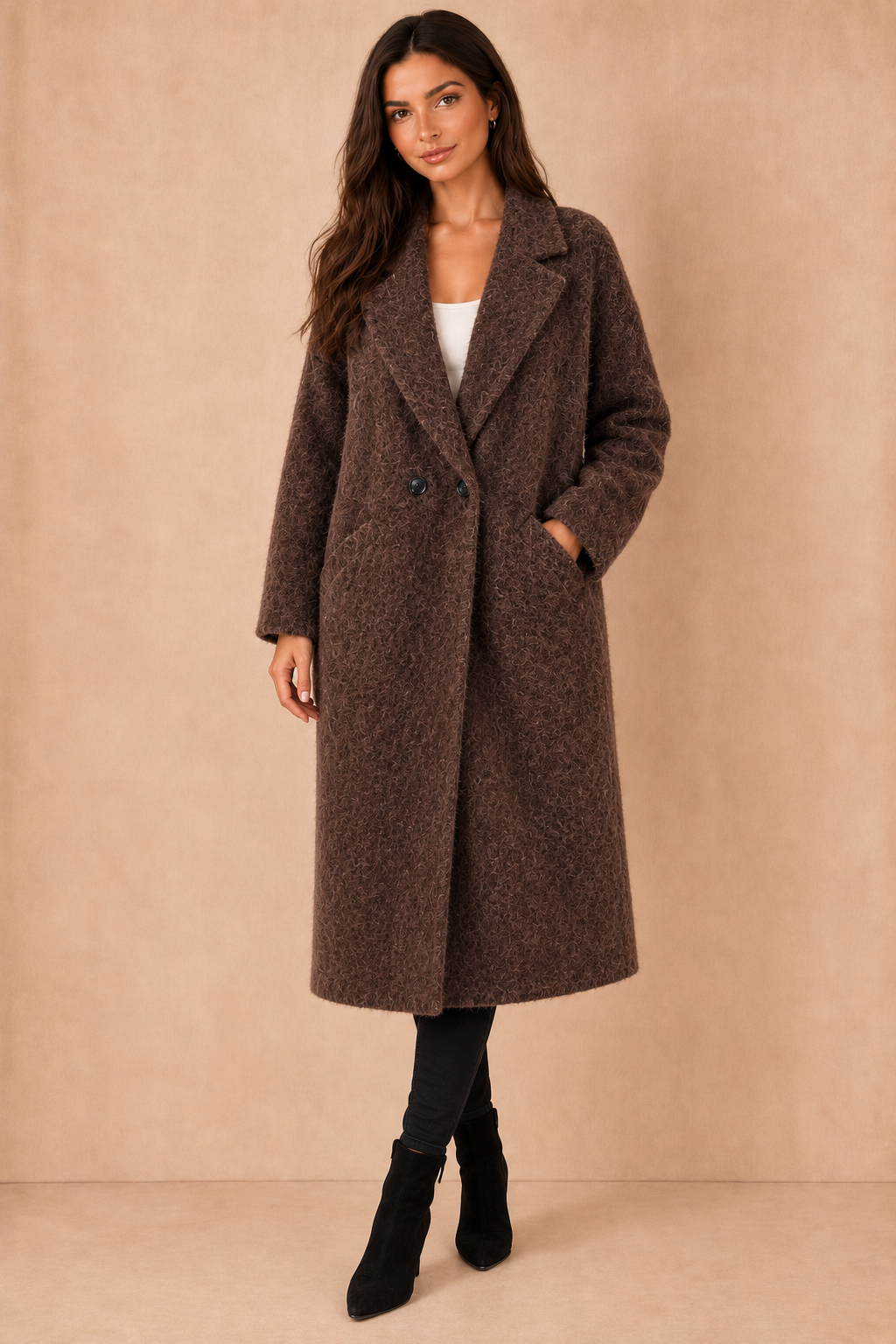 Doris Chocolate Wool Double Breasted Coat