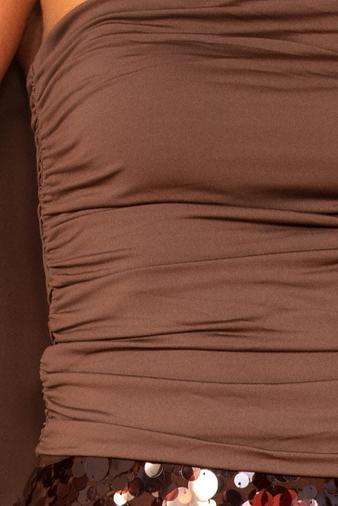 Emilia Chocolate Scarf Detail Bandeau Top
