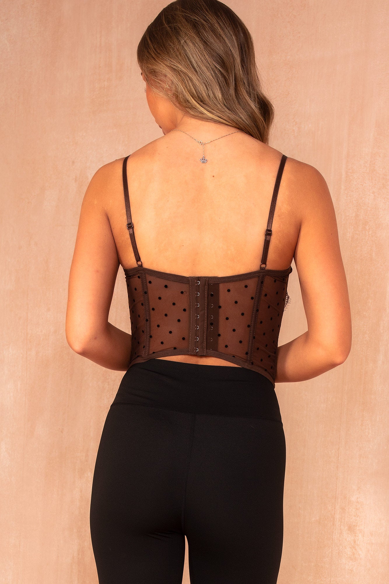 Erica Chocolate Mesh Lace Polka Dot Corset