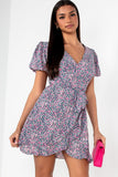 Everlee Pink Ditsy Print Wrap Dress