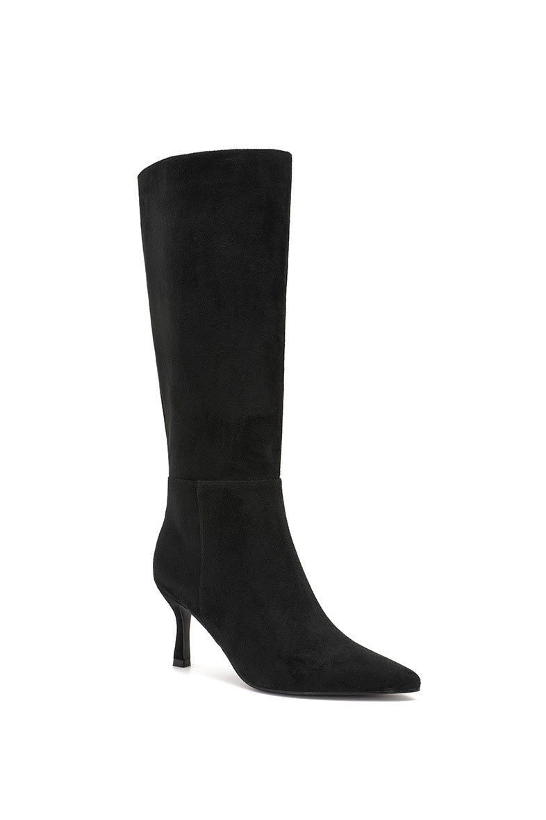 Faye Black Suedette Knee High Boots