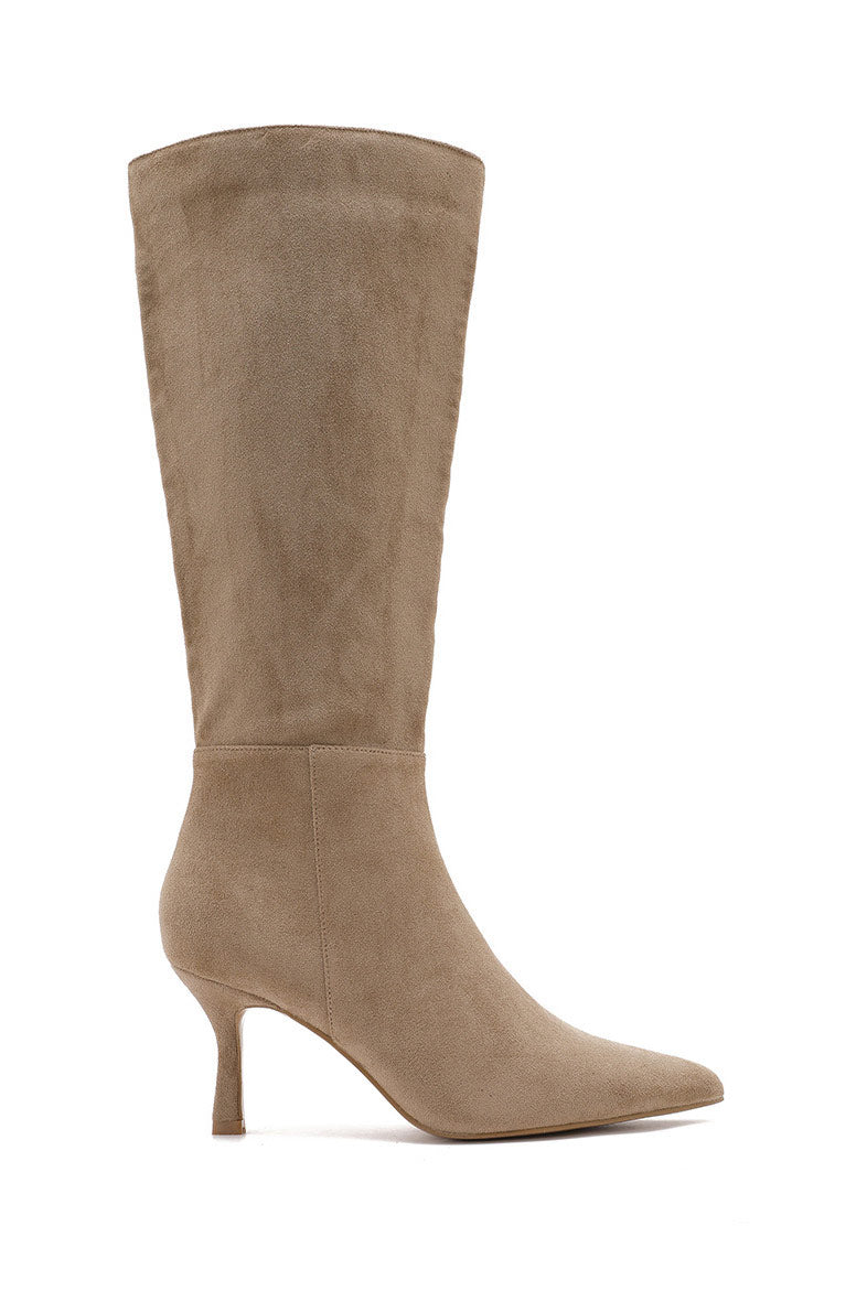 Faye Stone Suedette Knee High Boots
