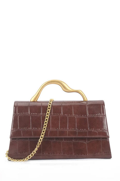 Felis Coffee Croc Print Detachable Chain Bag