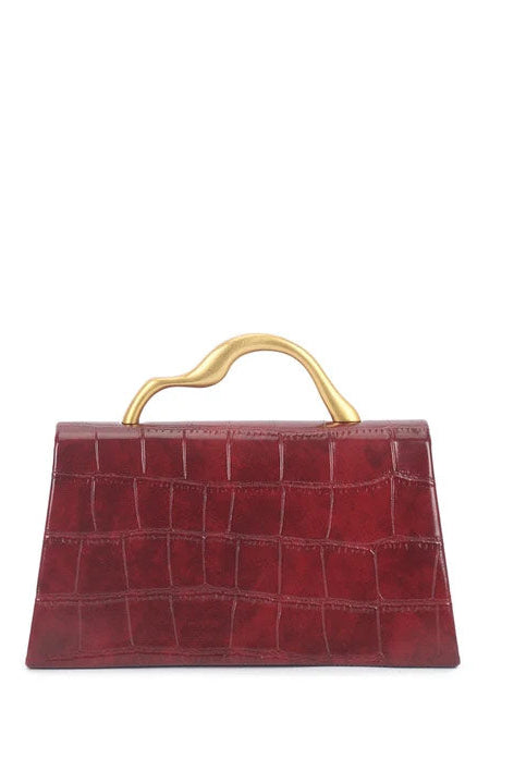 Felis Wine Croc Print Detachable Chain Bag