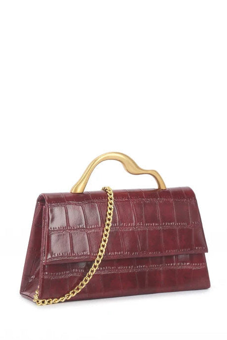 Felis Wine Croc Print Detachable Chain Bag