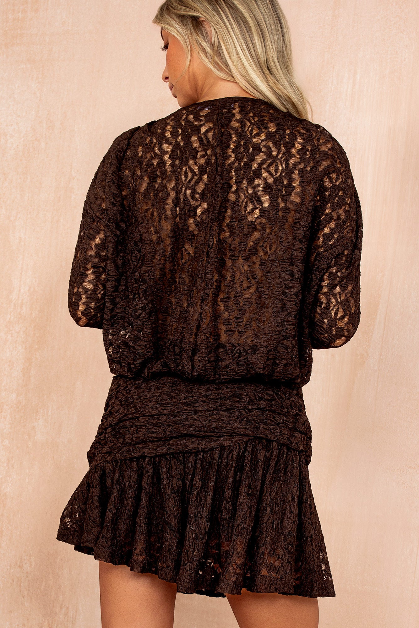 Fernanda Chocolate Lace Frill Dress