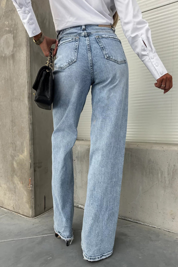 Finley Light Blue Acid Wash Straight Leg Jeans
