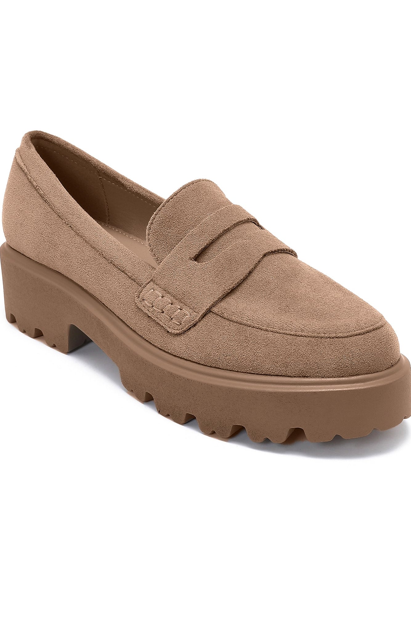 Francena Taupe Suedette Chunky Loafers