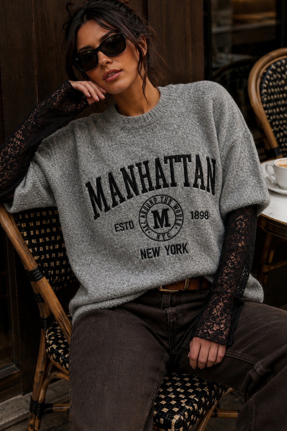 Freddi Grey Knit 'Manhattan New York' Jumper