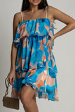 Garcia Blue and Orange Chiffon Print Dress