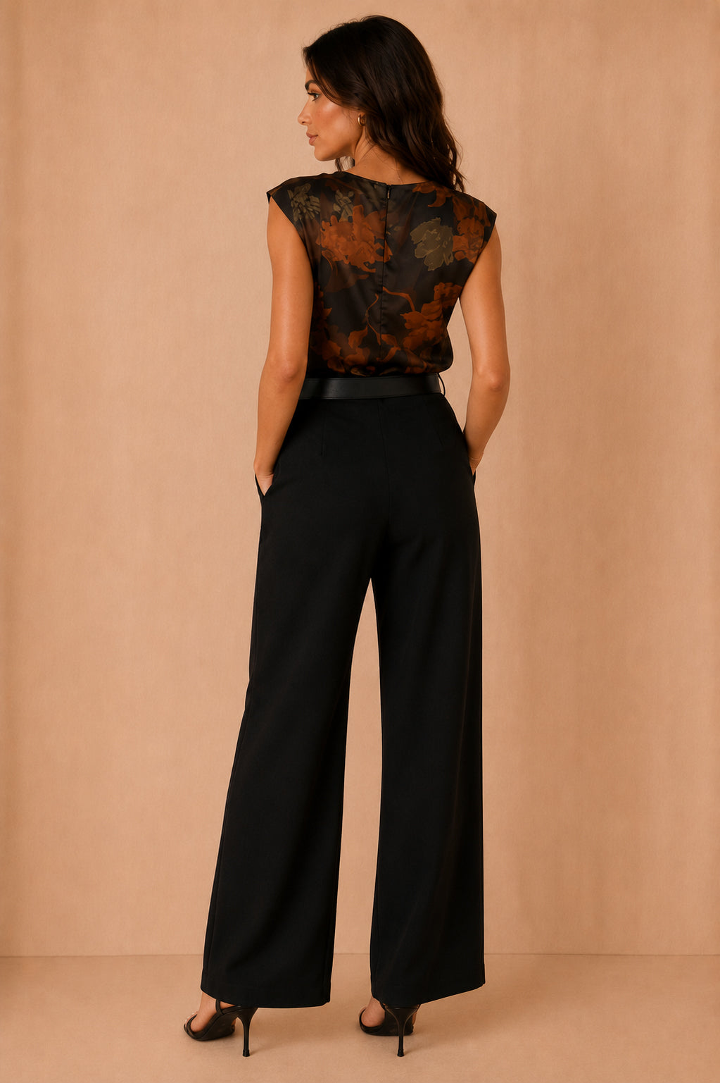 Gemma Multi Floral Print Belted Wide Leg Jumpsuit