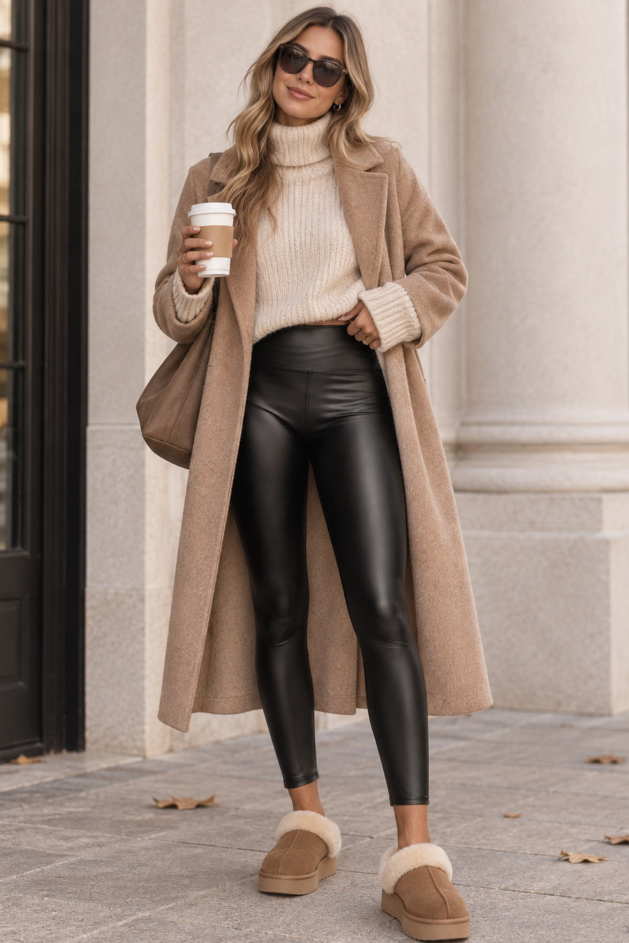 Geneva Black Faux Leather Leggings