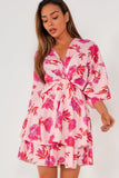 Georgia Pink Floral Twist Front Dress