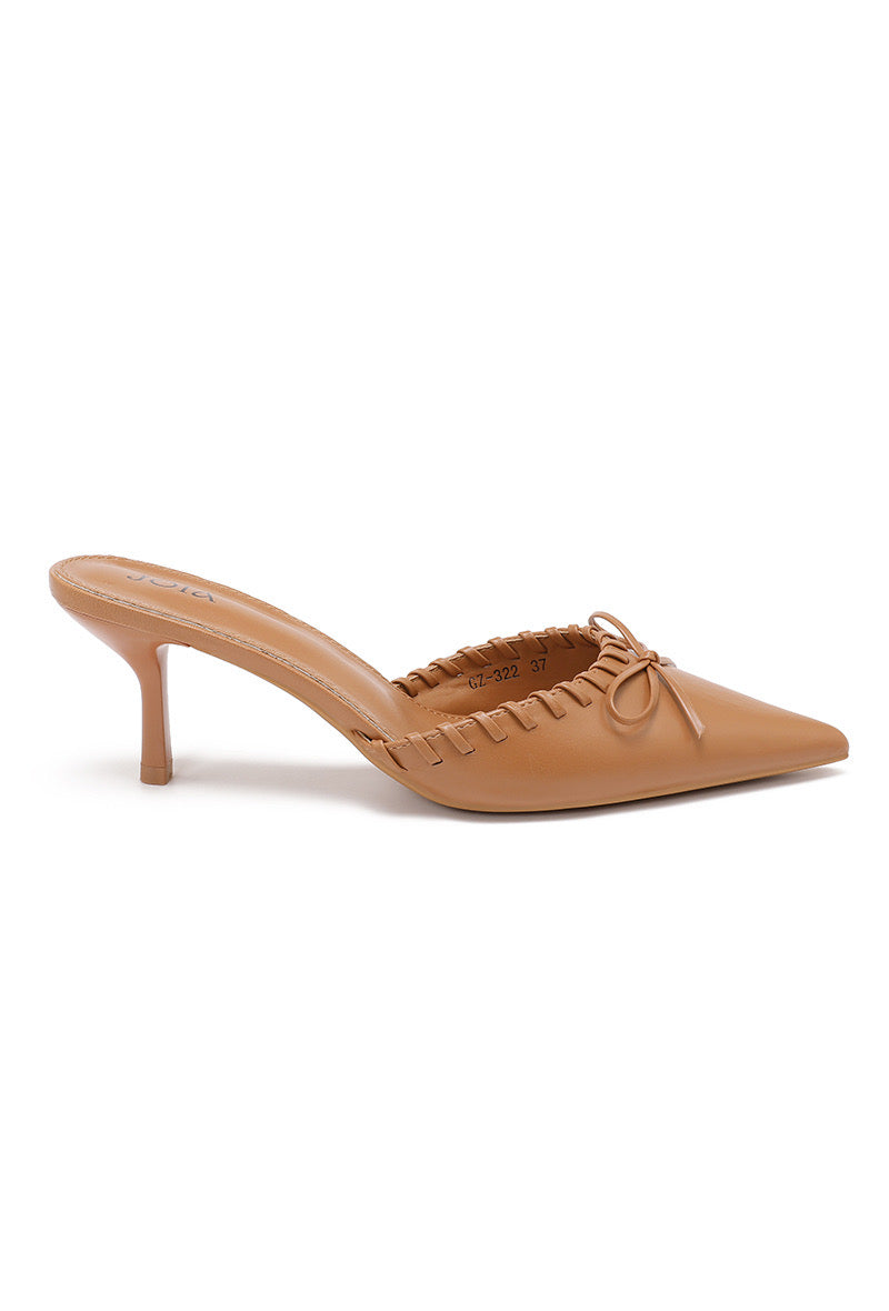 Gertie Camel Bow Kitten Heels