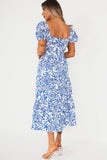 Gionna White and Blue Floral Dress