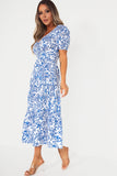 Gionna White and Blue Floral Dress