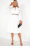 Girl In Mind Carole White Belted Shirt Dress