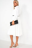 Girl In Mind Carole White Belted Shirt Dress