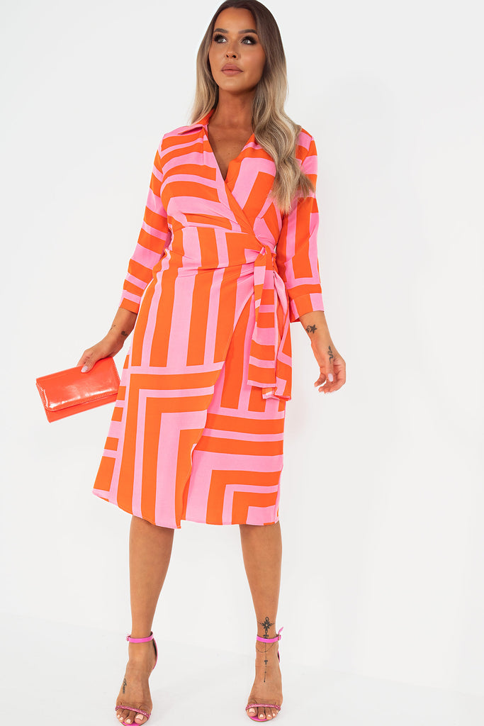 Girl In Mind Nala Orange and Pink Print Dress