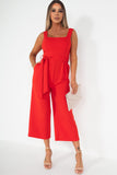 Girl In Mind Tara Red Culotte Jumpsuit
