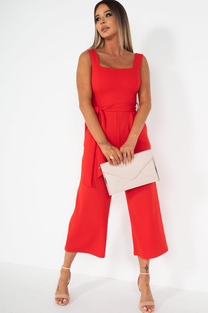 Girl In Mind Tara Red Culotte Jumpsuit