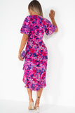 Girl In Mind Vanessa Magenta Floral Wrap Dress