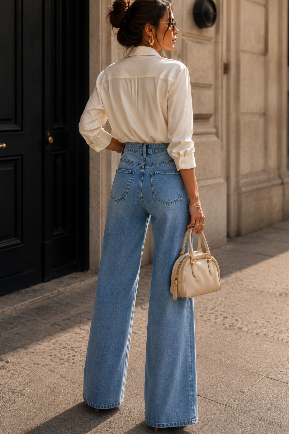 Glenn Blue Denim Wide Leg Jeans