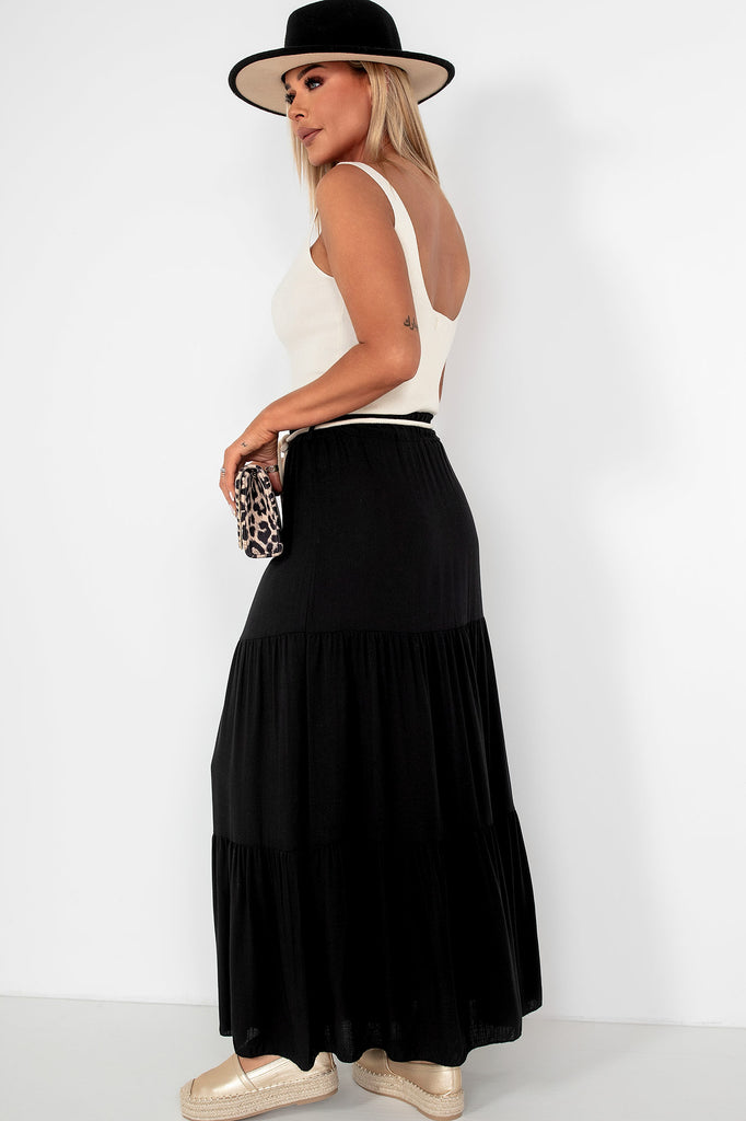 Gracelynn Black Tiered Skirt