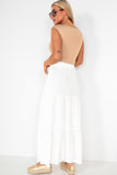 Gracelynn White Tiered Midi Skirt