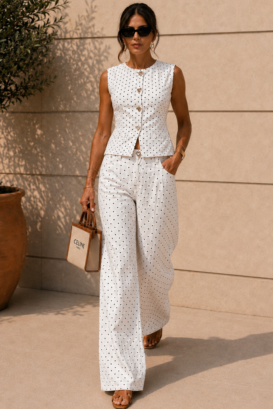 Grainne White Cotton Polka Dot Co Ord