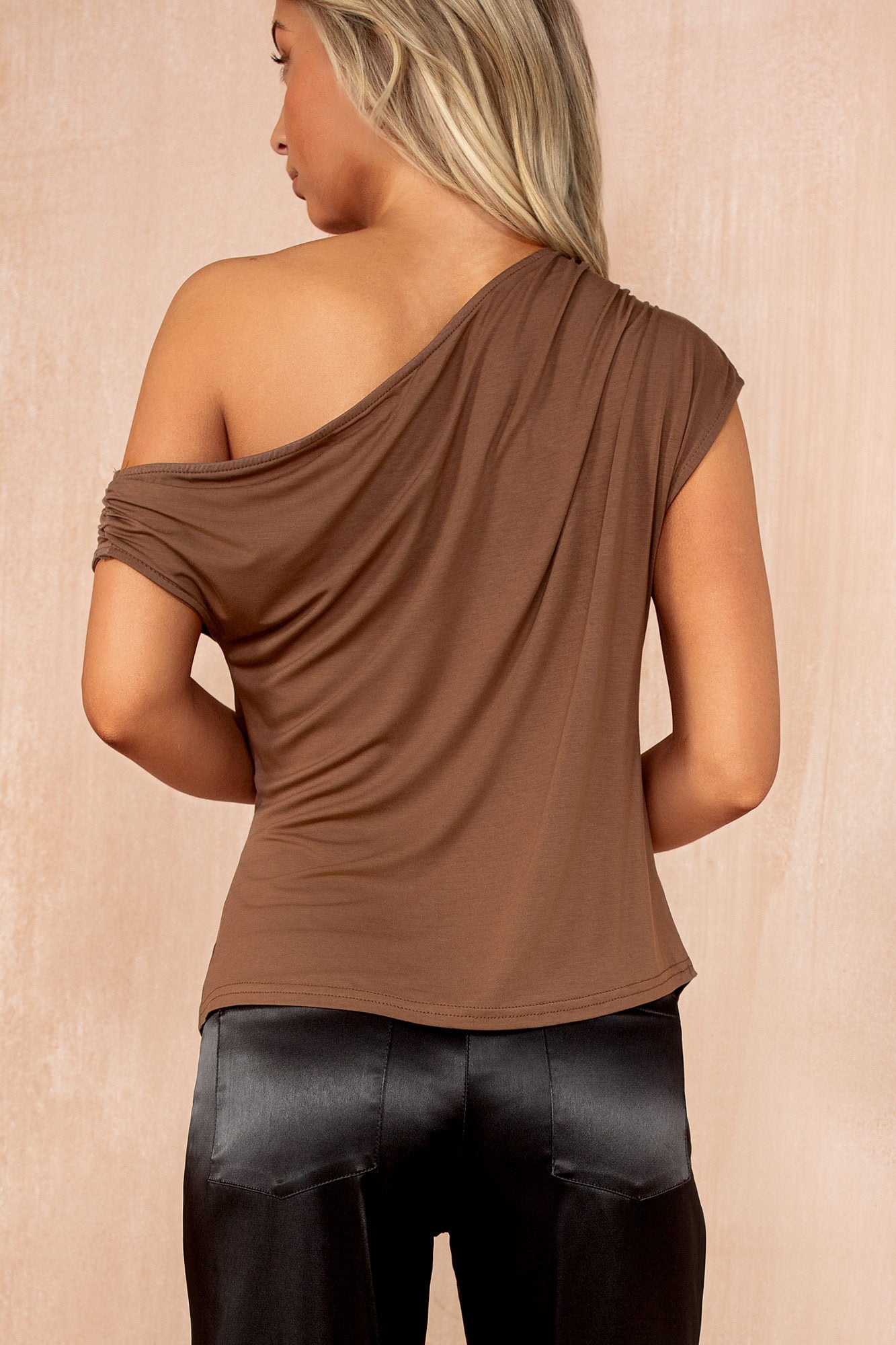 Gretal Camel Slinky Asymmetric Top