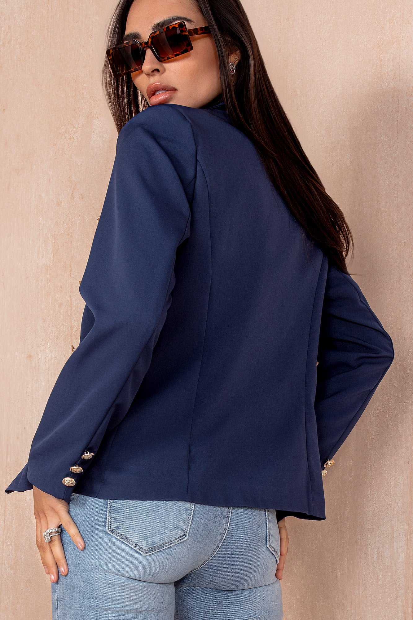 Haddie Navy Button Detail Blazer