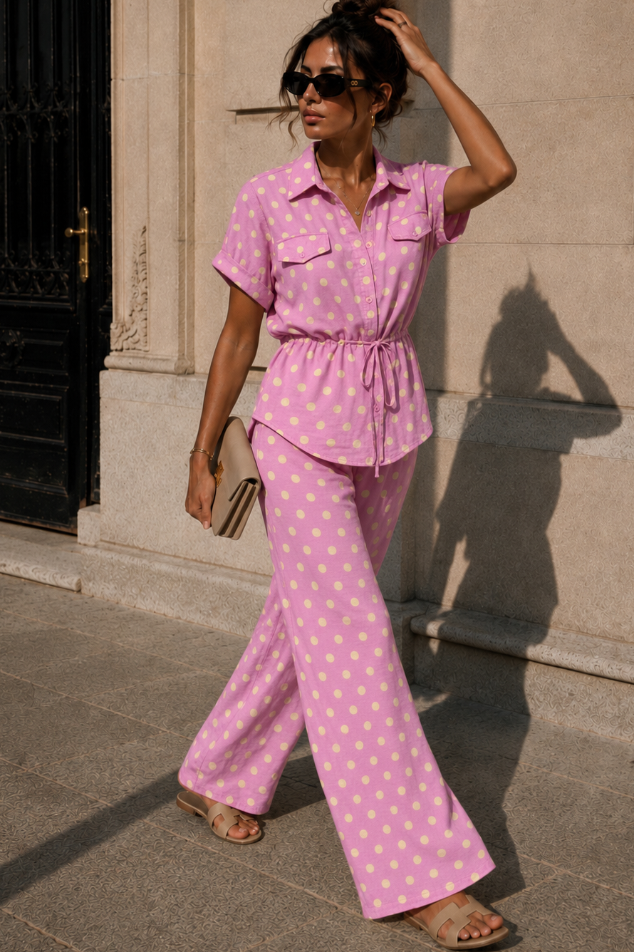 Haden Pink and Yellow Polka Dot Co Ord