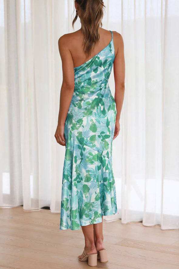 Hailey Green Satin Print Dress