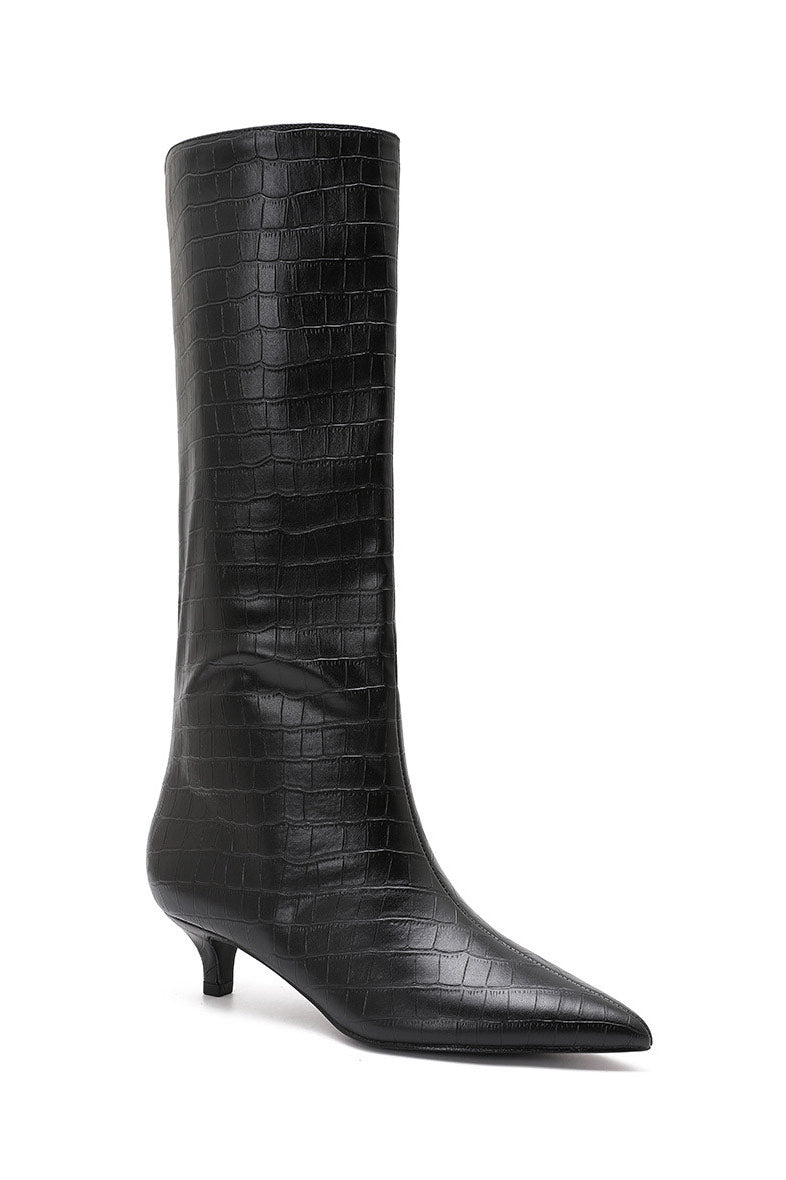 Hailey PU Croc Knee High Boots