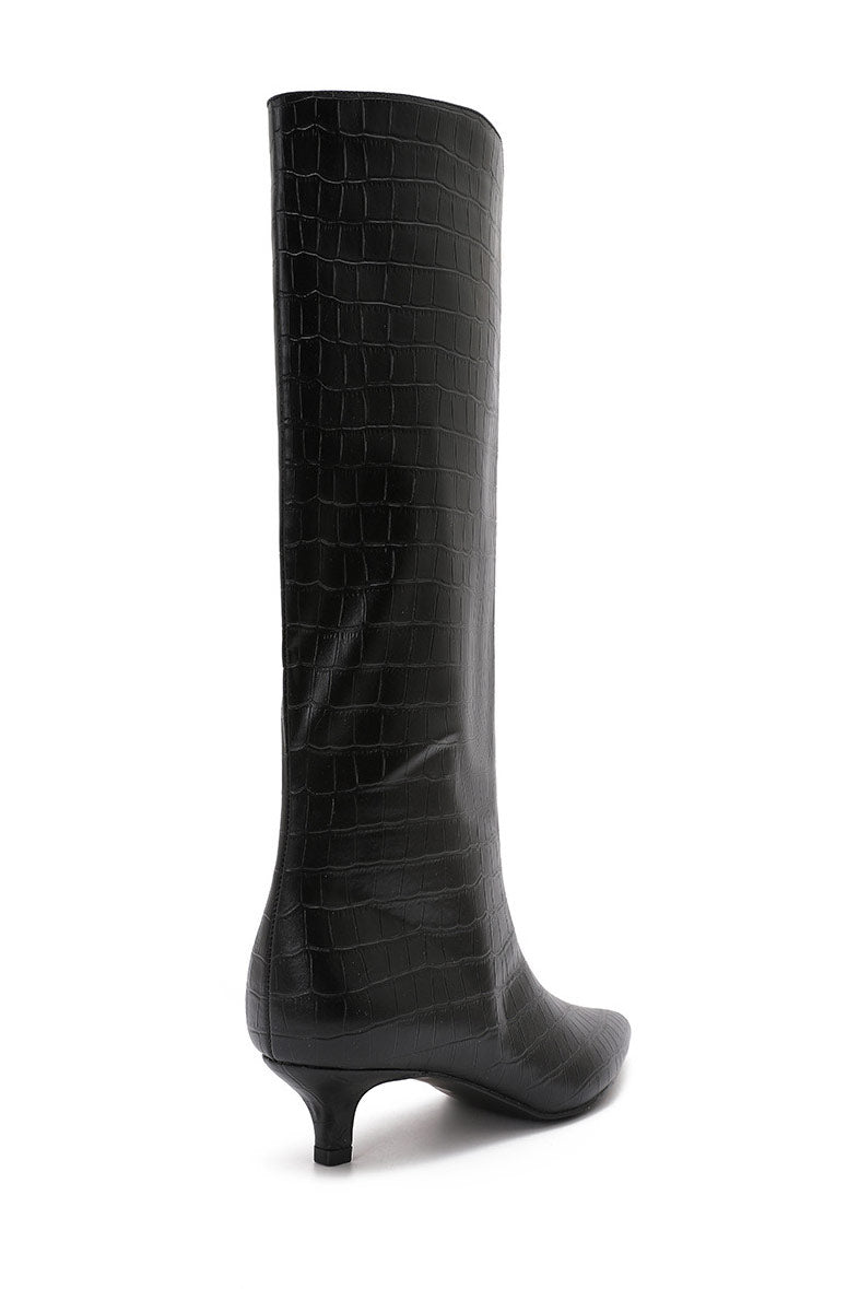 Hailey PU Croc Knee High Boots