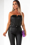 Halle Black Faux Leather Bodysuit
