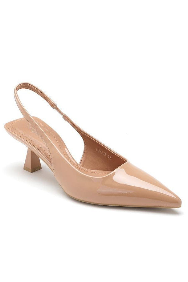 Hayden Nude Patent Slingback Heels
