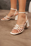 Hayleigh White Knotted Block Heels