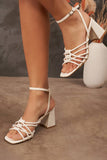 Hayleigh White Knotted Block Heels