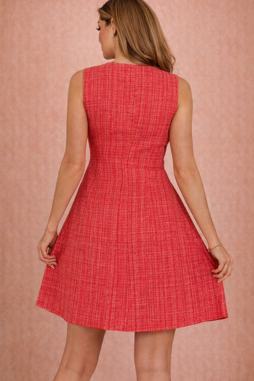 Hazel Pink Boucle Tailored Mini Dress