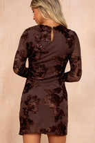 Helen Chocolate Floral Devore Mini Dress