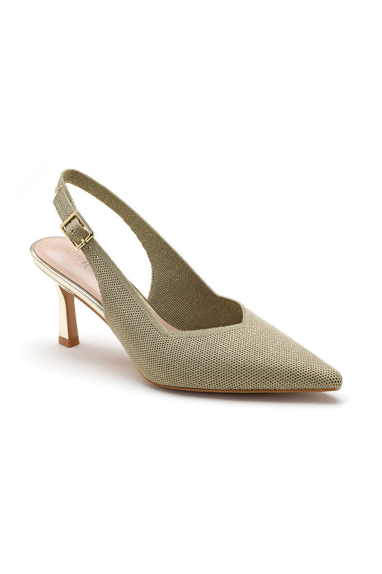 Helene Gold Woven Sparkle Court Heels