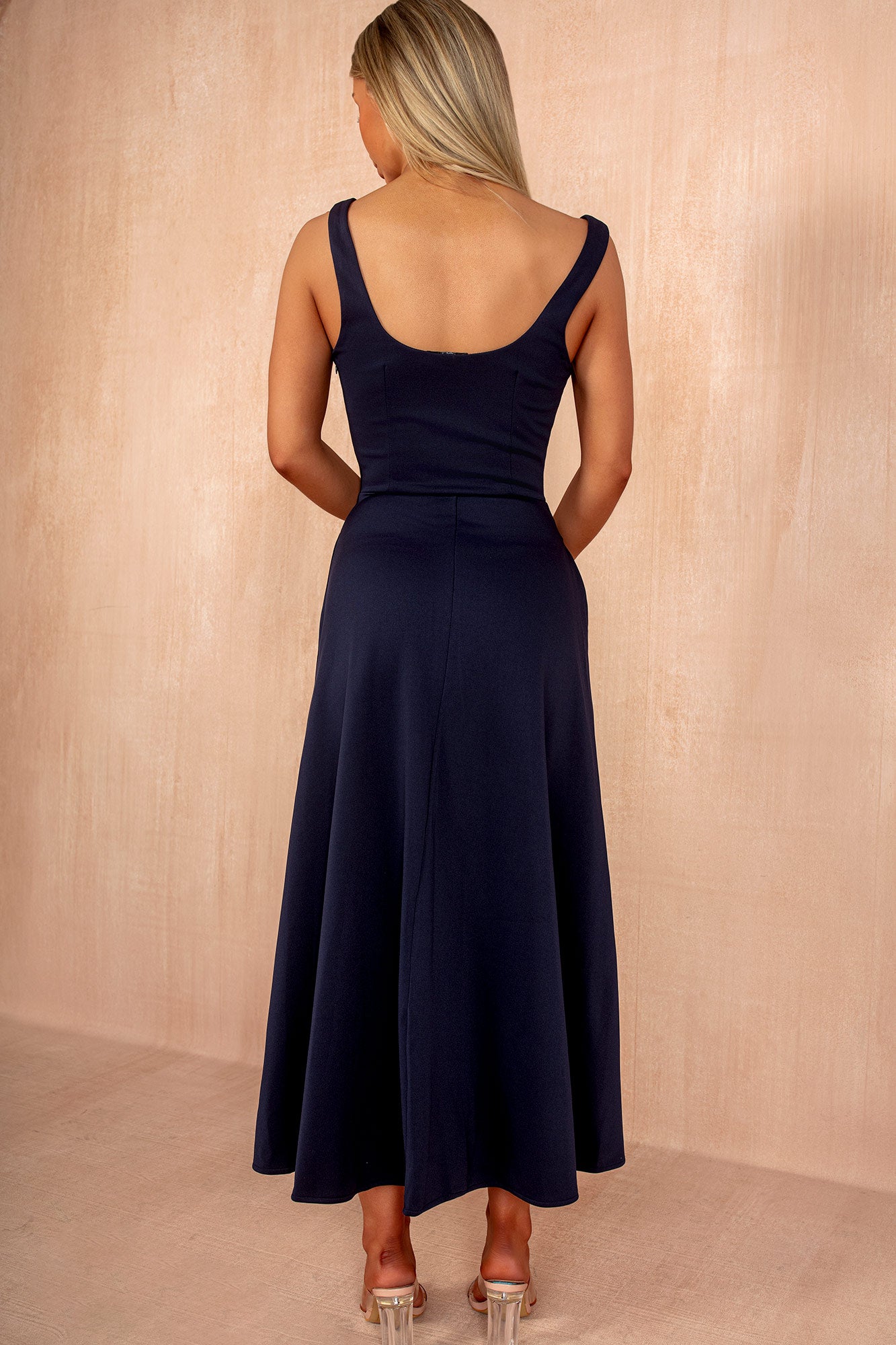 Henley Navy Square Neck Scuba Dress