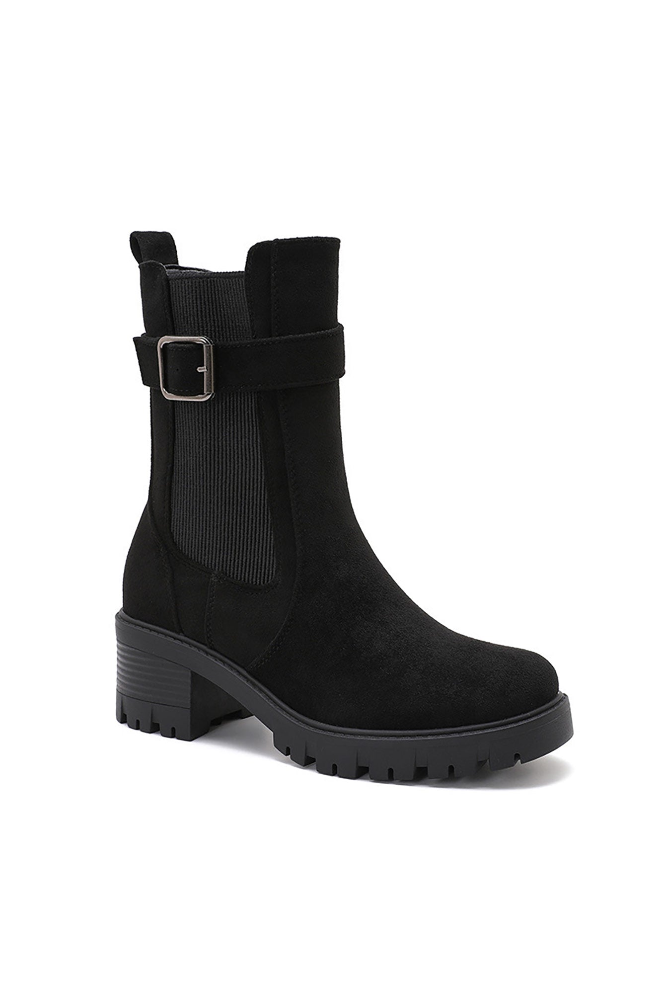Hunter Black Contrast Sole Suedette Chelsea Boots