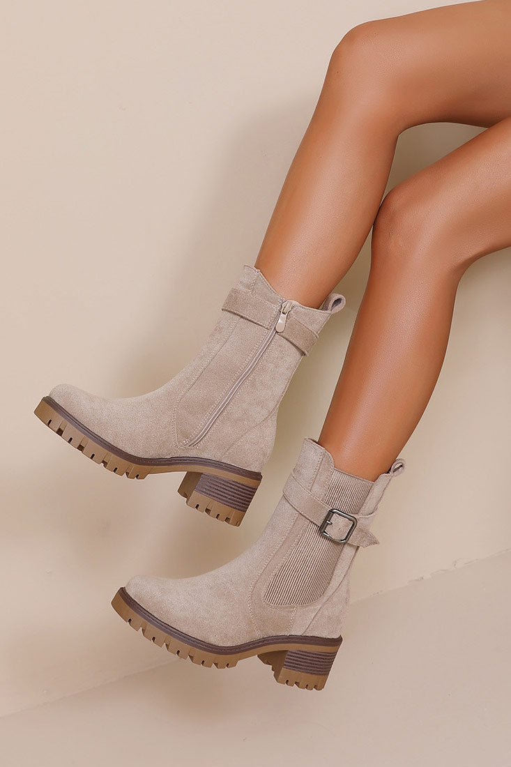 Hunter Stone Contrast Sole Suedette Chelsea Boots