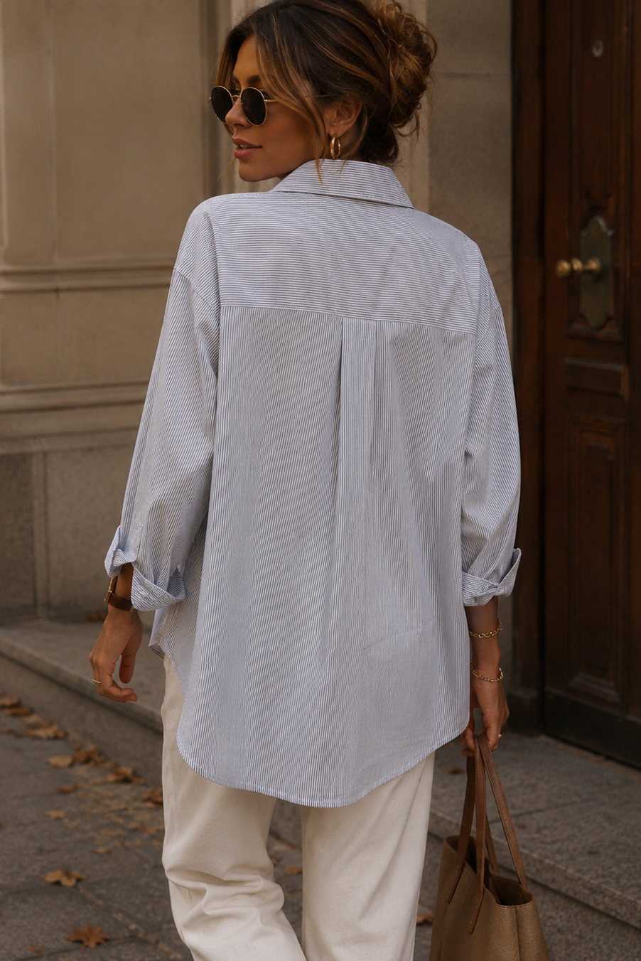 Ida Navy Striped Heart Print Shirt