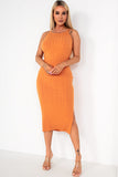 Idris Burnt Orange Knit Dress