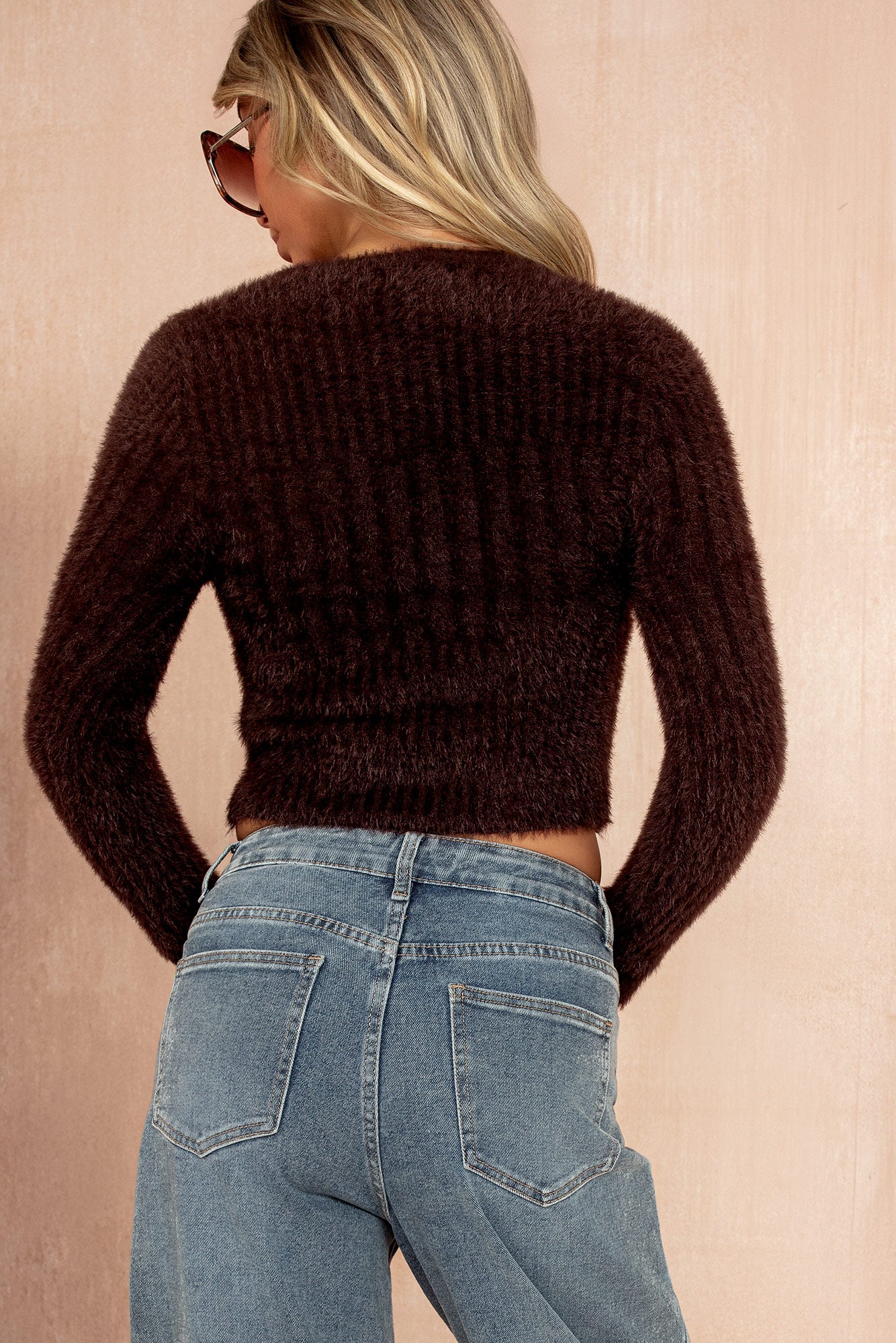 Imara Chocolate Fluffy Cropped Jumper